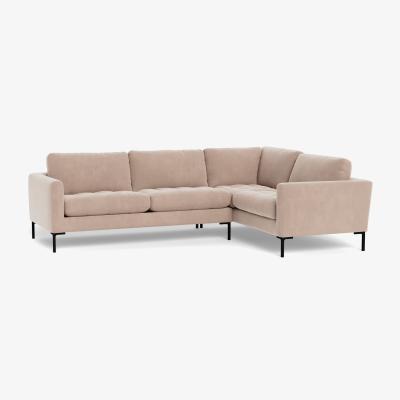 Heal's Heal's Eton Right Hand Facing Corner Sofa Smart Velvet Pebble Brass Feet - Heal's UK Furniture
