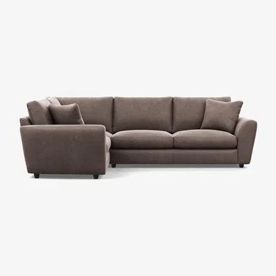Heal's Heal's Snooze Left Hand Facing Corner Sofa Velvet Mink Black Feet - Heal's UK Furniture