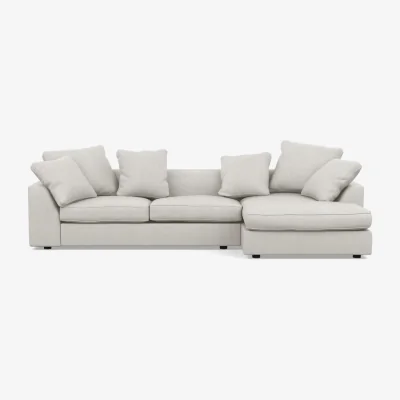 Heal's Heal's Cumulus Right Hand Facing Chaise Sofa Smart Cotton Linen Myrtle Black Feet