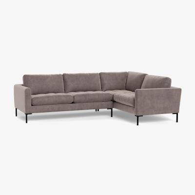 Heal's Heal's Eton Right Hand Facing Corner Sofa Smart Luxe Velvet Mushroom Brass Feet - Heal's UK Furniture