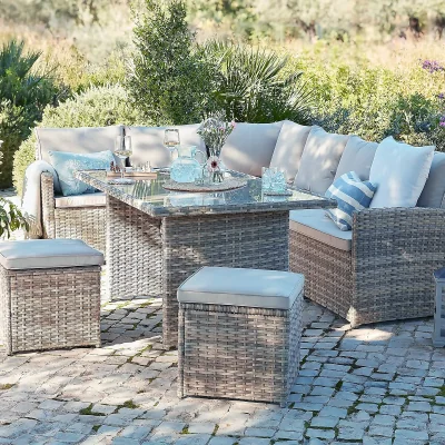 Homebase Matara Rattan Effect Corner Sofa Set