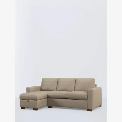 John Lewis John Lewis Oliver II LHF Chase End Leather Sofa, Dark Leg