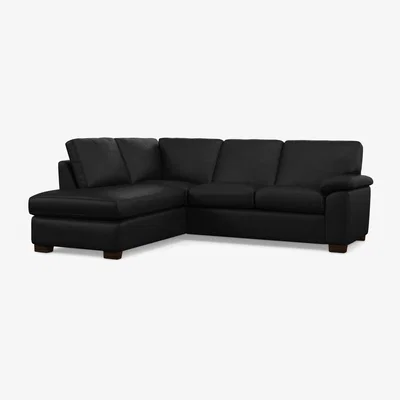 John Lewis John Lewis Camden LHF Leather Corner Sofa, Dark Leg