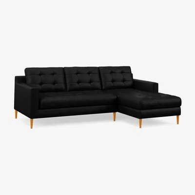 John Lewis John Lewis Draper II RHF Chaise Leather Sofa, Light Leg