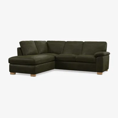 John Lewis John Lewis Camden LHF Chaise Corner Leather Sofa, Light Leg