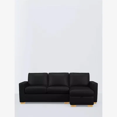 John Lewis John Lewis Oliver II RHF Chaise End Leather Sofa, Light Leg