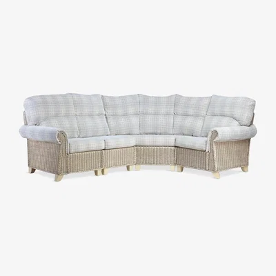 John Lewis Desser Clifton Rattan Athena Check 4-Seater Corner Sofa, Grey