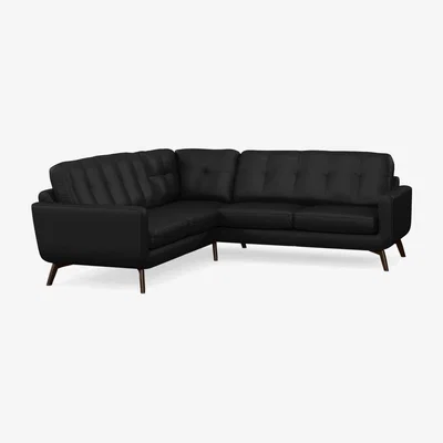 John Lewis John Lewis Barbican 5+ Seater Corner Leather Sofa, Dark Leg