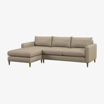 John Lewis John Lewis Bailey II LHF Chaise End Leather Sofa, Light Leg