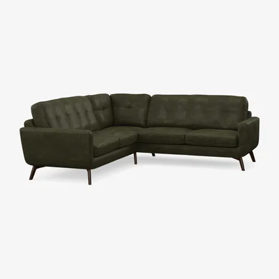 John Lewis John Lewis Barbican 5+ Seater Corner Leather Sofa, Dark Leg