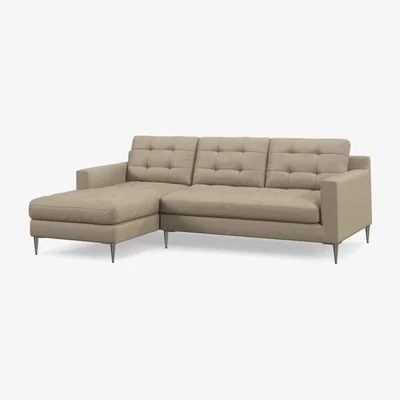 John Lewis John Lewis Draper II LHF Chaise Leather Sofa, Metal Leg