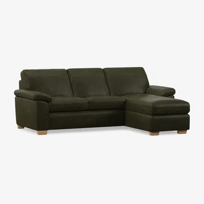 John Lewis John Lewis Camden RHF Chaise Leather Sofa Bed, Light Leg