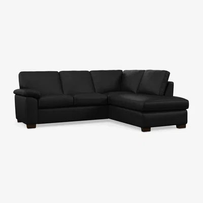 John Lewis John Lewis Camden RHF Chaise Corner Leather Sofa, Dark Leg