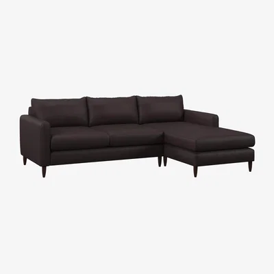 John Lewis John Lewis Bailey II RHF Chaise End Leather Sofa, Dark Leg