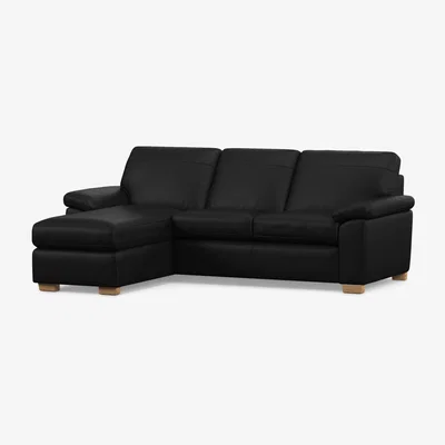 John Lewis John Lewis Camden LHF Chaise Leather Sofa Bed, Light Leg