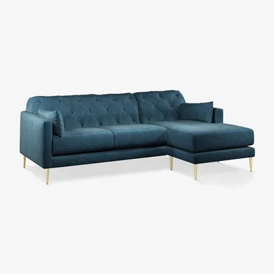 John Lewis Swoon Mendel Large 3 Seater RHF Chaise End Sofa, Gold Leg
