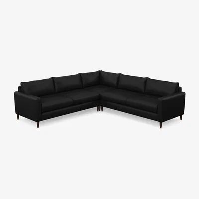 John Lewis John Lewis Bailey II 5+ Seater Leather Corner Sofa, Dark Leg