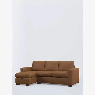 John Lewis John Lewis Oliver II LHF Chase End Leather Sofa, Dark Leg