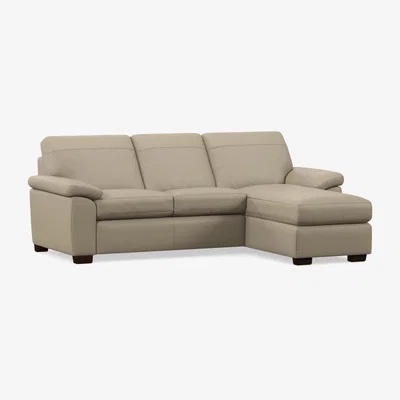 John Lewis John Lewis Camden RHF Chaise End Leather Sofa Bed, Dark Leg