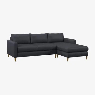 John Lewis John Lewis Bailey II RHF Chaise End Leather Sofa, Light Leg