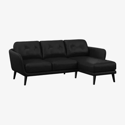 John Lewis John Lewis Arlo RHF Chaise Leather Sofa, Dark Leg