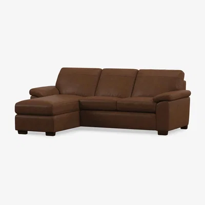 John Lewis John Lewis Camden LHF Chaise End Leather Sofa Bed, Dark Leg