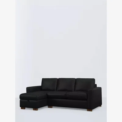 John Lewis John Lewis Oliver II LHF Chase End Leather Sofa, Dark Leg