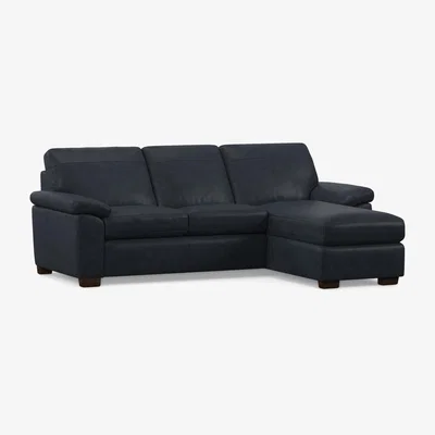 John Lewis John Lewis Camden RHF Chaise End Leather Sofa Bed, Dark Leg