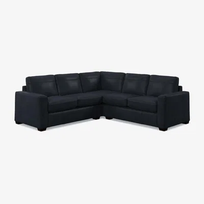 John Lewis John Lewis Oliver 5 Seater Leather Corner Sofa, Dark Leg