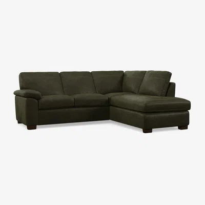John Lewis John Lewis Camden RHF Chaise Corner Leather Sofa, Dark Leg