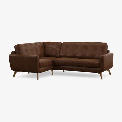 John Lewis John Lewis Barbican LHF Corner End Leather Sofa, Light Leg