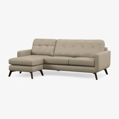 John Lewis John Lewis Barbican LHF Chaise Leather Sofa, Dark Leg