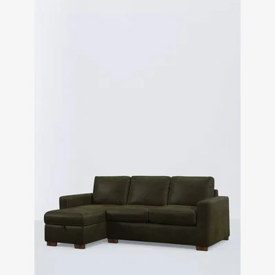 John Lewis John Lewis Oliver II LHF Chase End Leather Sofa, Dark Leg