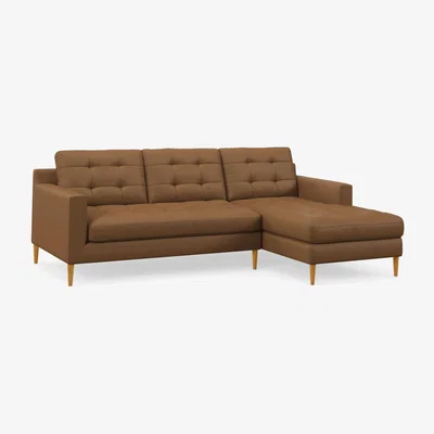 John Lewis John Lewis Draper II RHF Chaise Leather Sofa, Light Leg