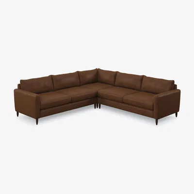 John Lewis John Lewis Bailey II 5+ Seater Leather Corner Sofa, Dark Leg