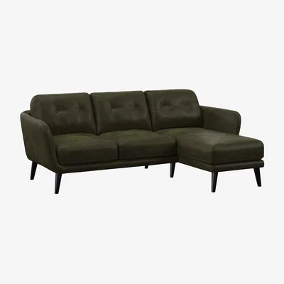 John Lewis John Lewis Arlo RHF Chaise Leather Sofa, Dark Leg