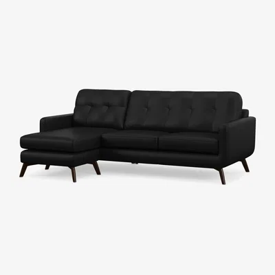 John Lewis John Lewis Barbican LHF Chaise Leather Sofa, Dark Leg