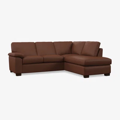 John Lewis John Lewis Camden RHF Chaise Corner Leather Sofa, Dark Leg