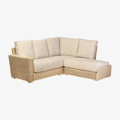 John Lewis Desser Burford Rattan 2-Seater Corner Sofa with Left Hand Chaise, Farrow