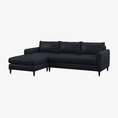 John Lewis John Lewis Bailey II LHF Chaise End Leather Sofa, Dark Leg