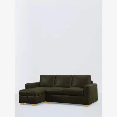 John Lewis John Lewis Oliver II LHF Chaise End Leather Sofa, Light Leg