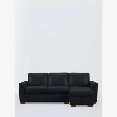 John Lewis John Lewis Oliver II RHF Chaise End Leather Sofa, Dark Leg