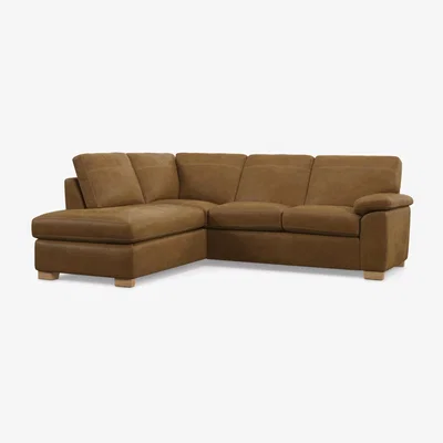 John Lewis John Lewis Camden LHF Chaise Corner Leather Sofa, Light Leg