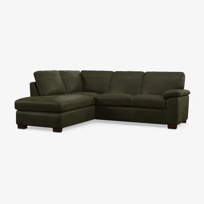 John Lewis John Lewis Camden LHF Leather Corner Sofa, Dark Leg