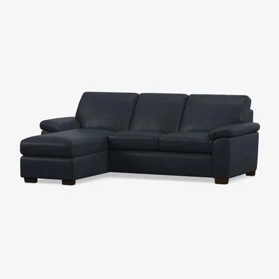 John Lewis John Lewis Camden LHF Chaise End Leather Sofa Bed, Dark Leg