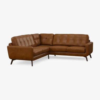 John Lewis John Lewis Barbican 5+ Seater Corner Leather Sofa, Dark Leg