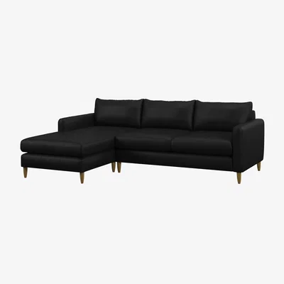 John Lewis John Lewis Bailey II LHF Chaise End Leather Sofa, Light Leg