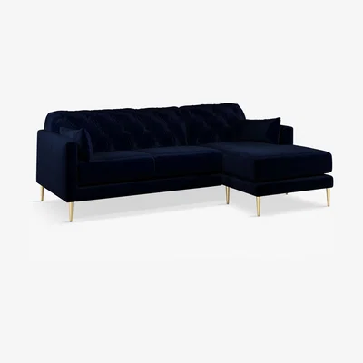 John Lewis Swoon Mendel Large 3 Seater RHF Chaise End Sofa, Gold Leg