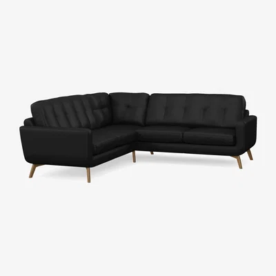 John Lewis John Lewis Barbican Leather Corner Sofa, Light Leg