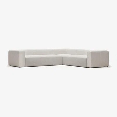 Kave Home Blok 5 seater corner sofa in white fleece, 320 x 290 cm / 290 x 320 cm FR